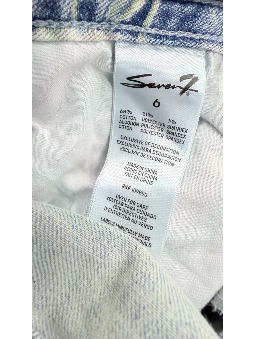 Seven 7 Cropped Jeans 6 Womens Light Blue Floral Print Starlette Crop New - Picture 12 of 12